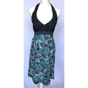 Athleta Halter Sundress Size 4 paisley gray green halter